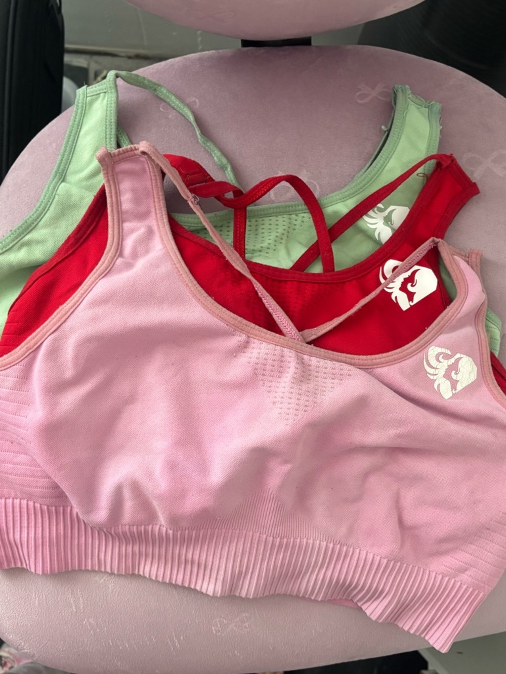 Women’s Best Seamless Padded Sports Bralette - Pink, Red & Mint